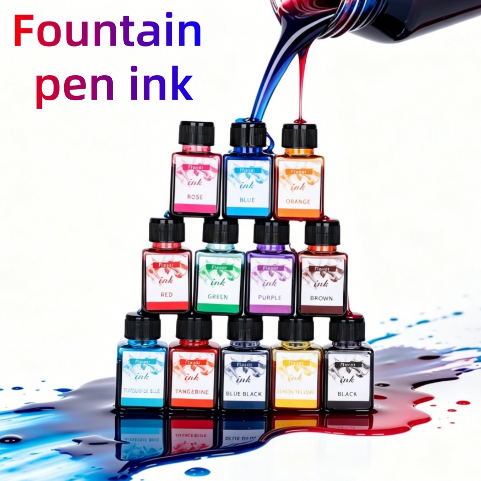 Fountain Pen Bottled Ink - 12-Farben Füllfederhaltertinte, 25 ml, kohlenstofffrei, hochwertige,