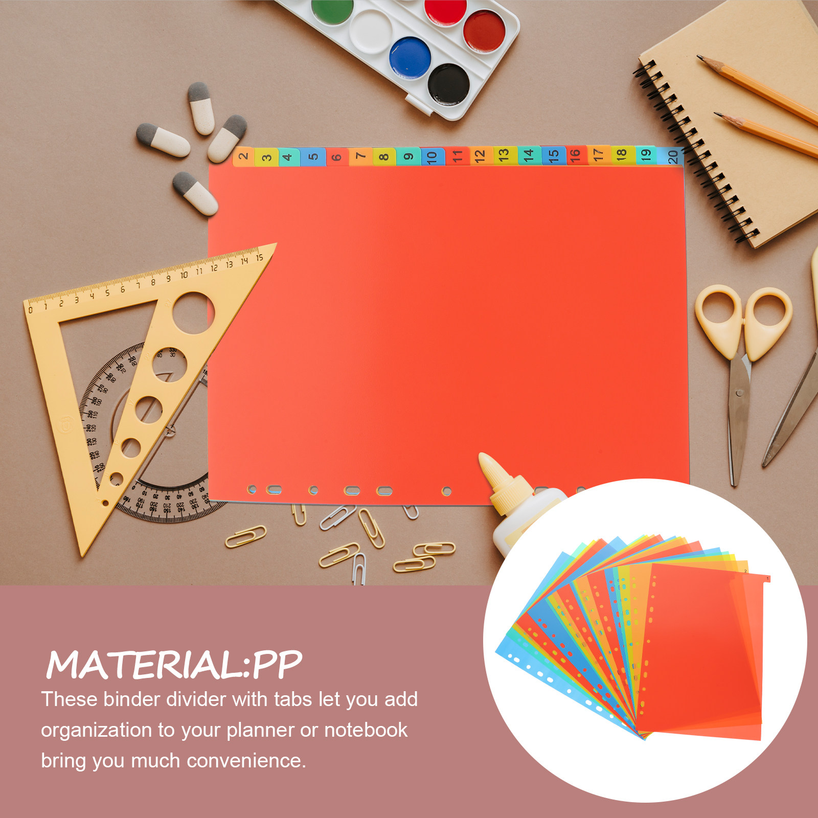Tab Divider A4 - 20 Blatt A4 Registerblätter, strapazierfähige Kunststoff-Seitentrenner