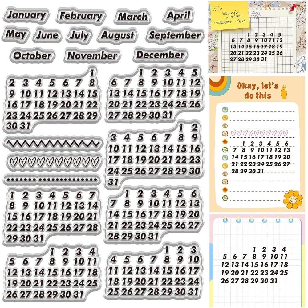 Rubber Date Stamp - Kalender Datum klare Stempel Vintage Monat