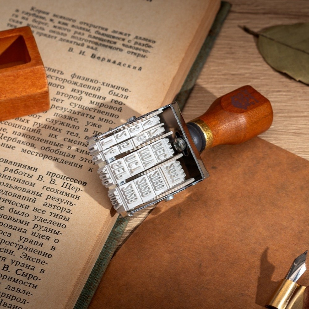 Retro-Holzrolle, Datumsiegel,  – Rubber Date Stamp Bewertung und Preis
