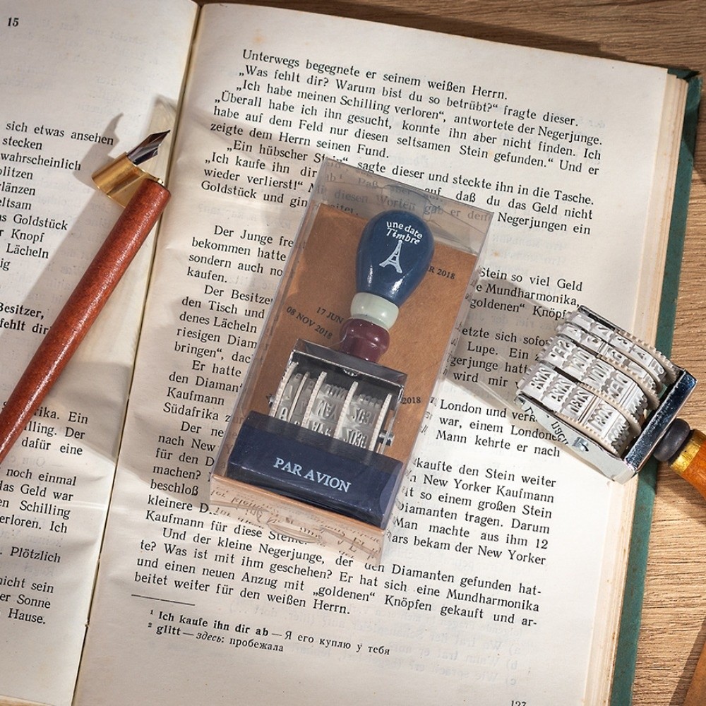 Retro-Holzrolle, Datumsiegel,  – Rubber Date Stamp Bewertung und Preis