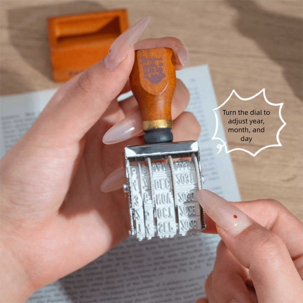 Retro-Holzrolle, Datumsiegel,  – Rubber Date Stamp Bewertung und Preis